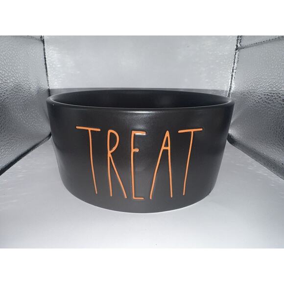 Rae Dunn Other - Rae Dunn TREAT Black Orange Pet Dog Food Water Bowl Dish Replacement